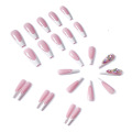 New Arrival Pink Color 24pcs OEM Custom Press On Nails For Women Long Ballerina Coffin False Nail Full Cover Fake Nail Art Tips